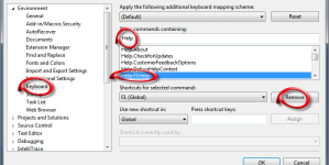 Kuidas takistada Visual Studio F1 nupuvajutuse peale “Online Help” laadimist?