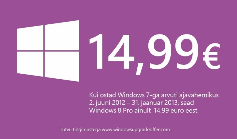 Windows 8 ainult €14,99